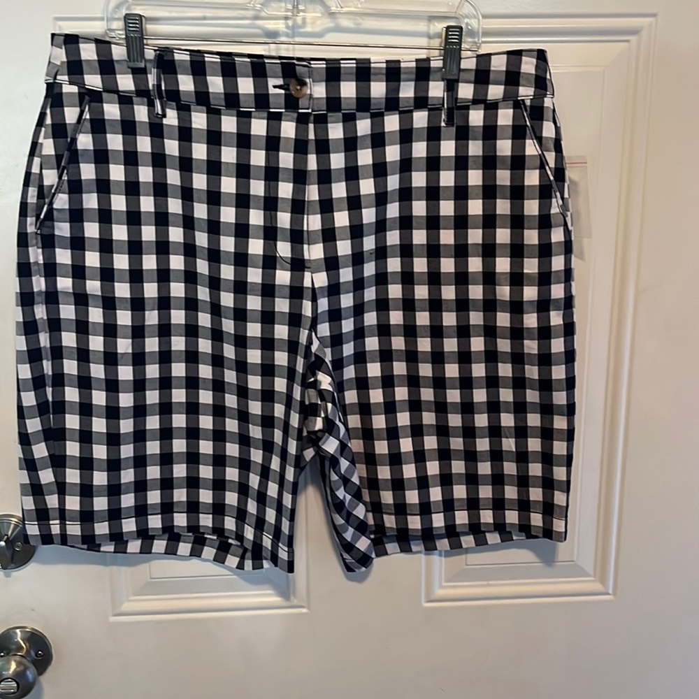 NWT Kim Rogers Navy/White Checks Shorts
